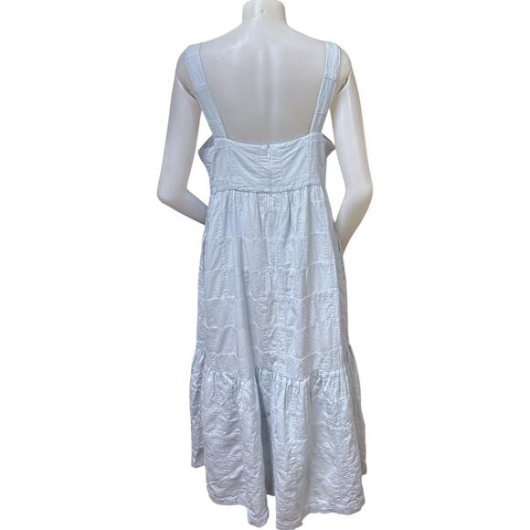 Madewell Cicely Tiered Midi Dress in Patchwork Blue Size 14 - Picture 3 of 10
